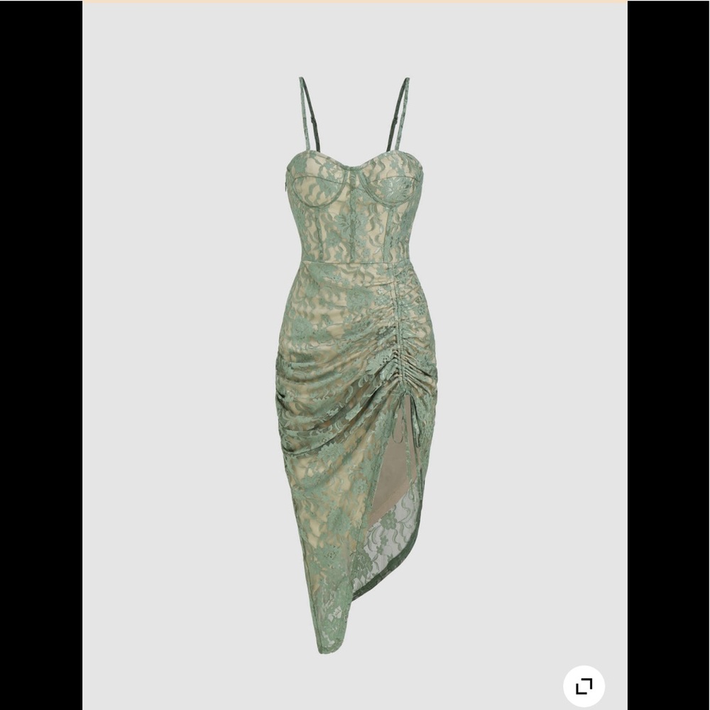 Lace ruched midi dress NWOT